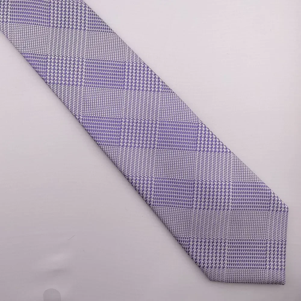 COUNTESS MARA Men's Designer Silk Necktie Purple Plaid Hand Made China 60